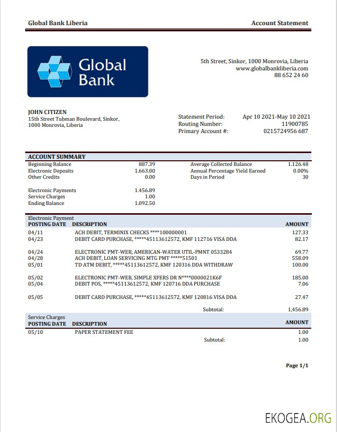 Déclaration de la Banque mondiale du Libéria